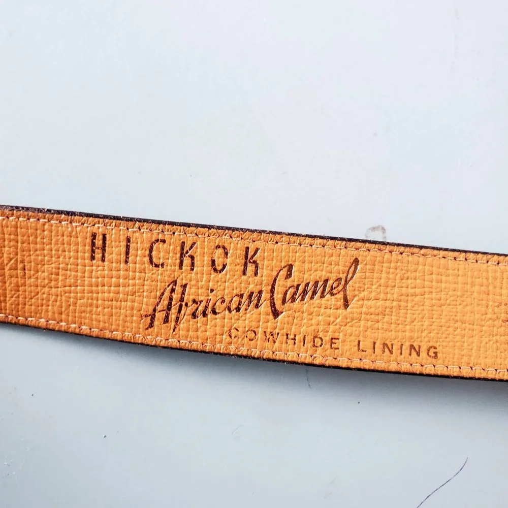 Hikock Vintage 40s 50s Black American Camel Leather Belt Mens Size 32 1"wide - Picture 4 of 6